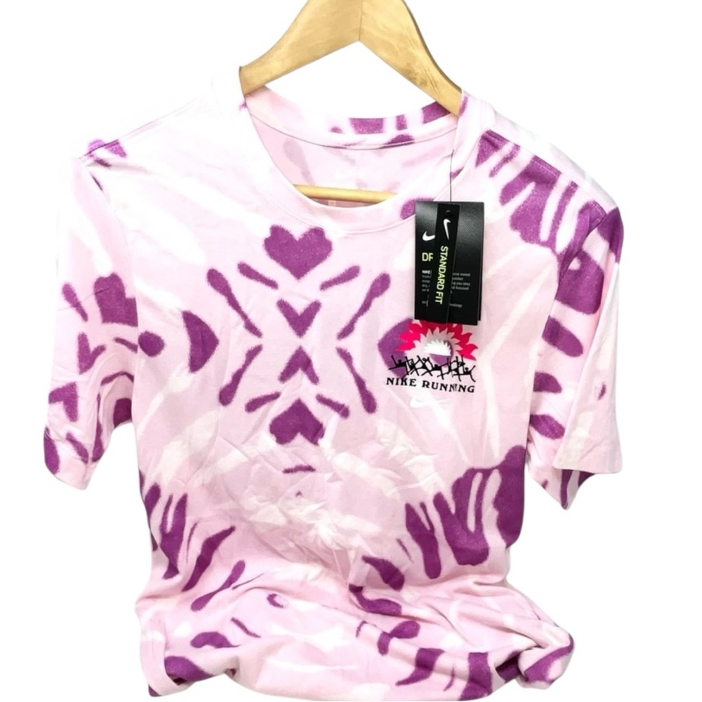 Nike Mens Tie Dye Pink Running Festival Tee